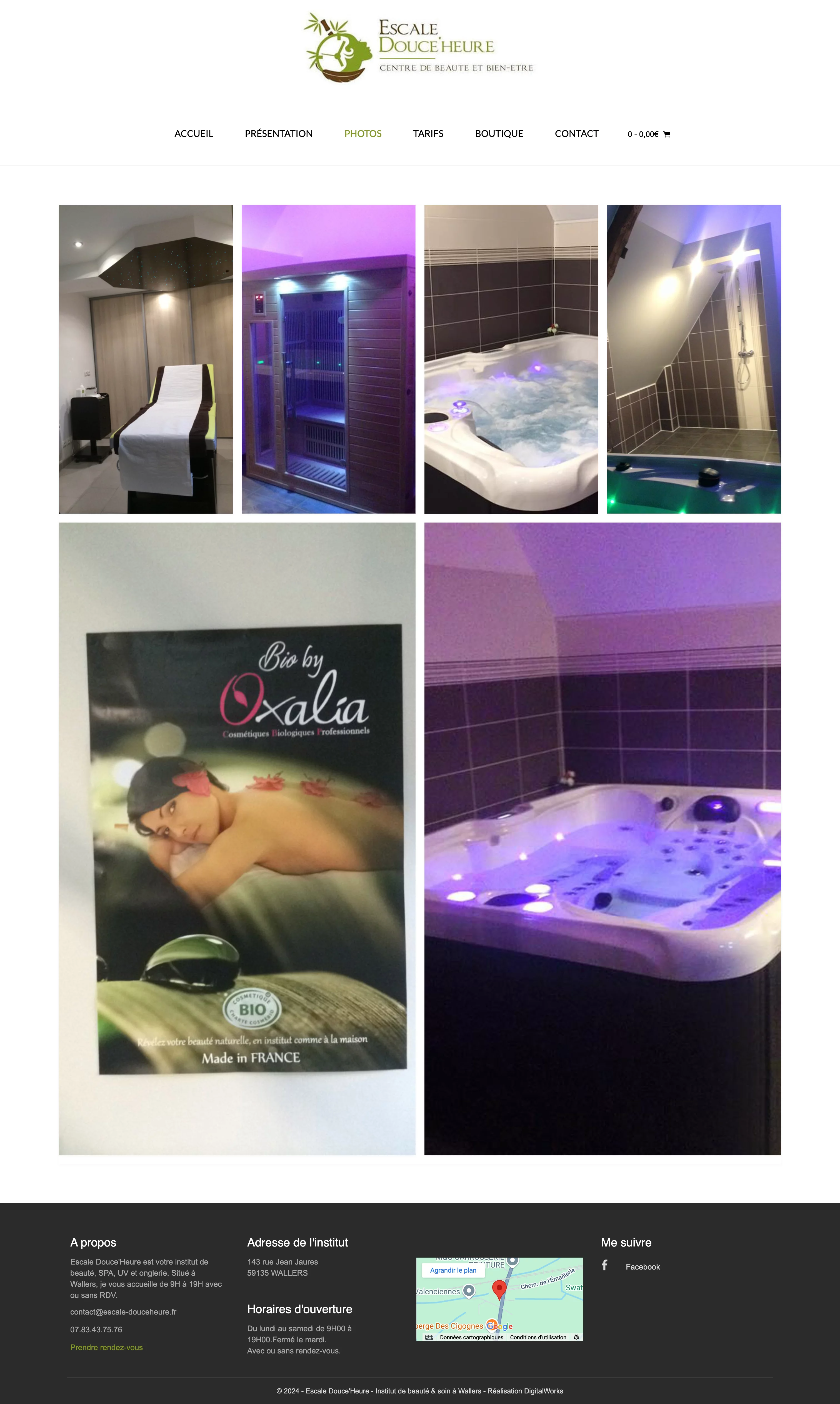 Capture d'écran de la page galerie du site Escale Douce'heure
