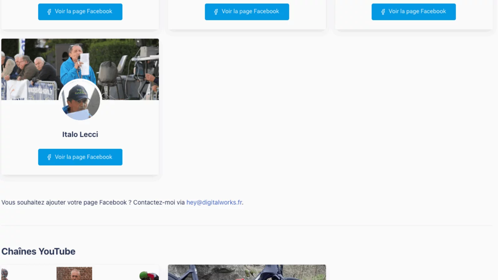 Capture d'écran de la page d'accueil du site Ufolep Stats