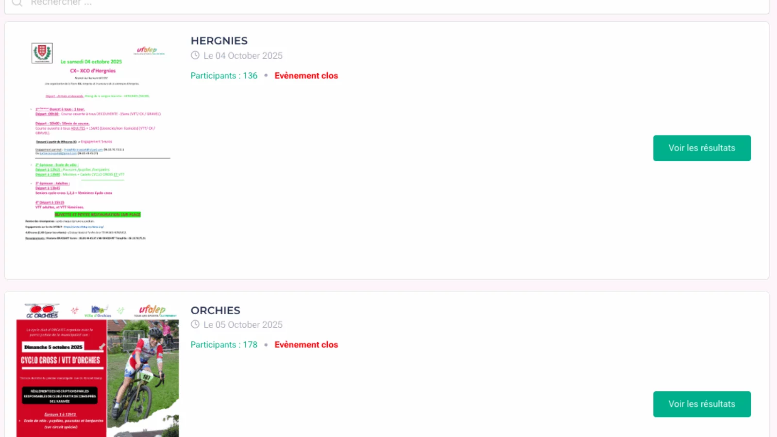Capture d'écran de la page présentation du site Ufolep Stats