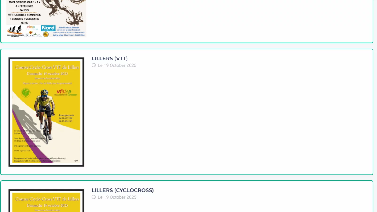 Capture d'écran de la page galerie du site Ufolep Stats
