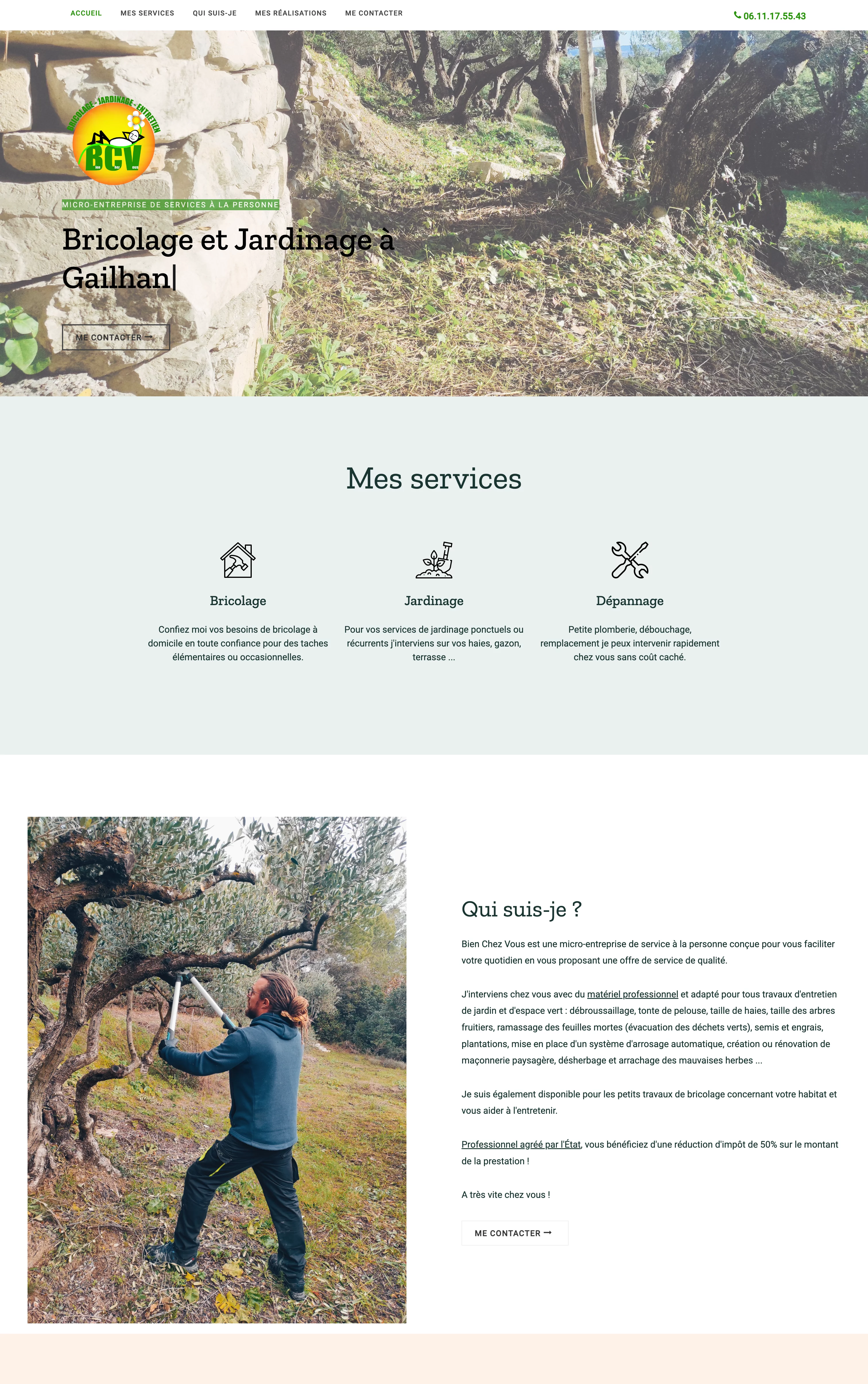 Capture d'écran de la page d'accueil du site Bien Chez Vous