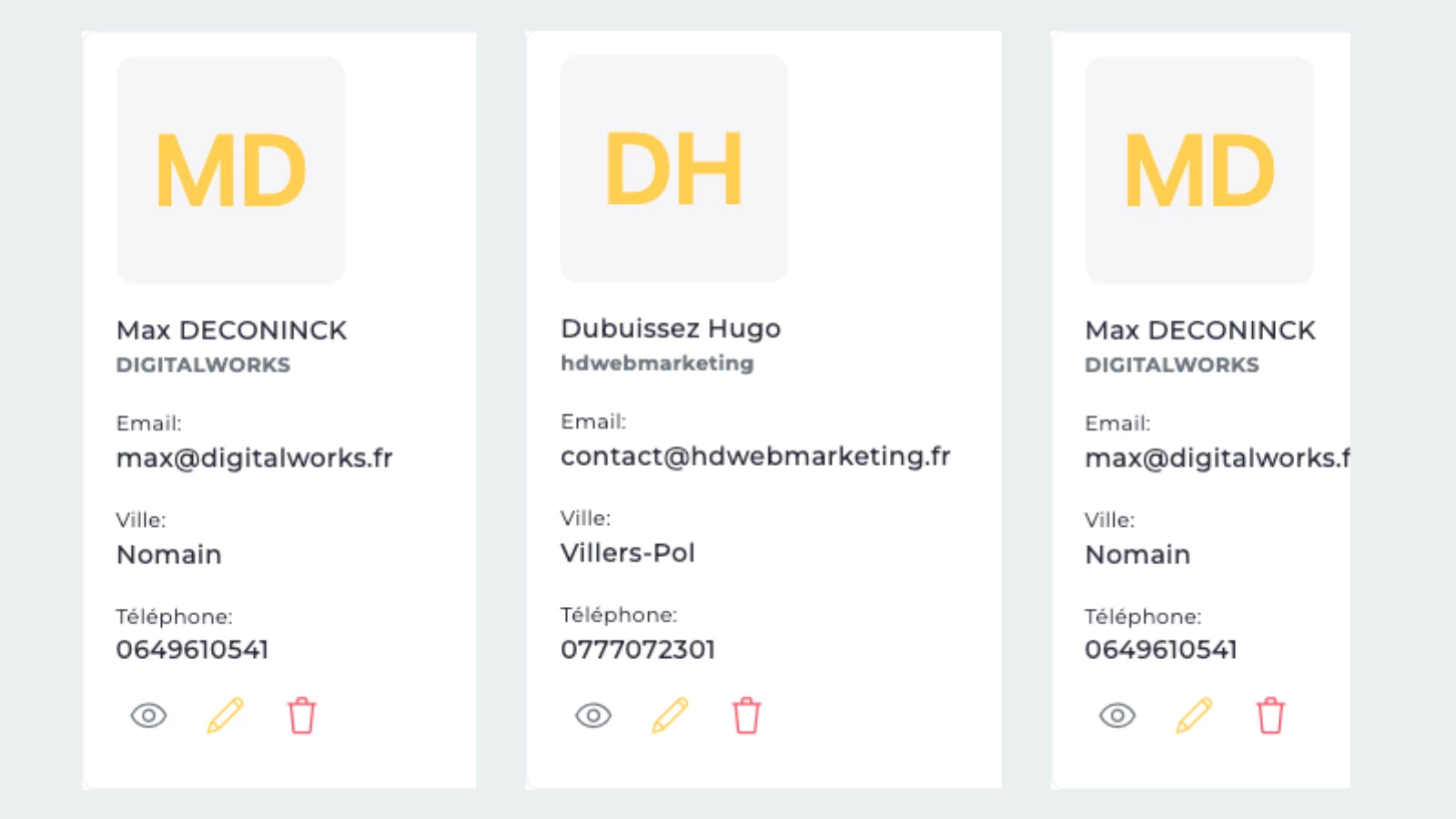 Capture d'écran de l'application Quoteo - Tableau de bord