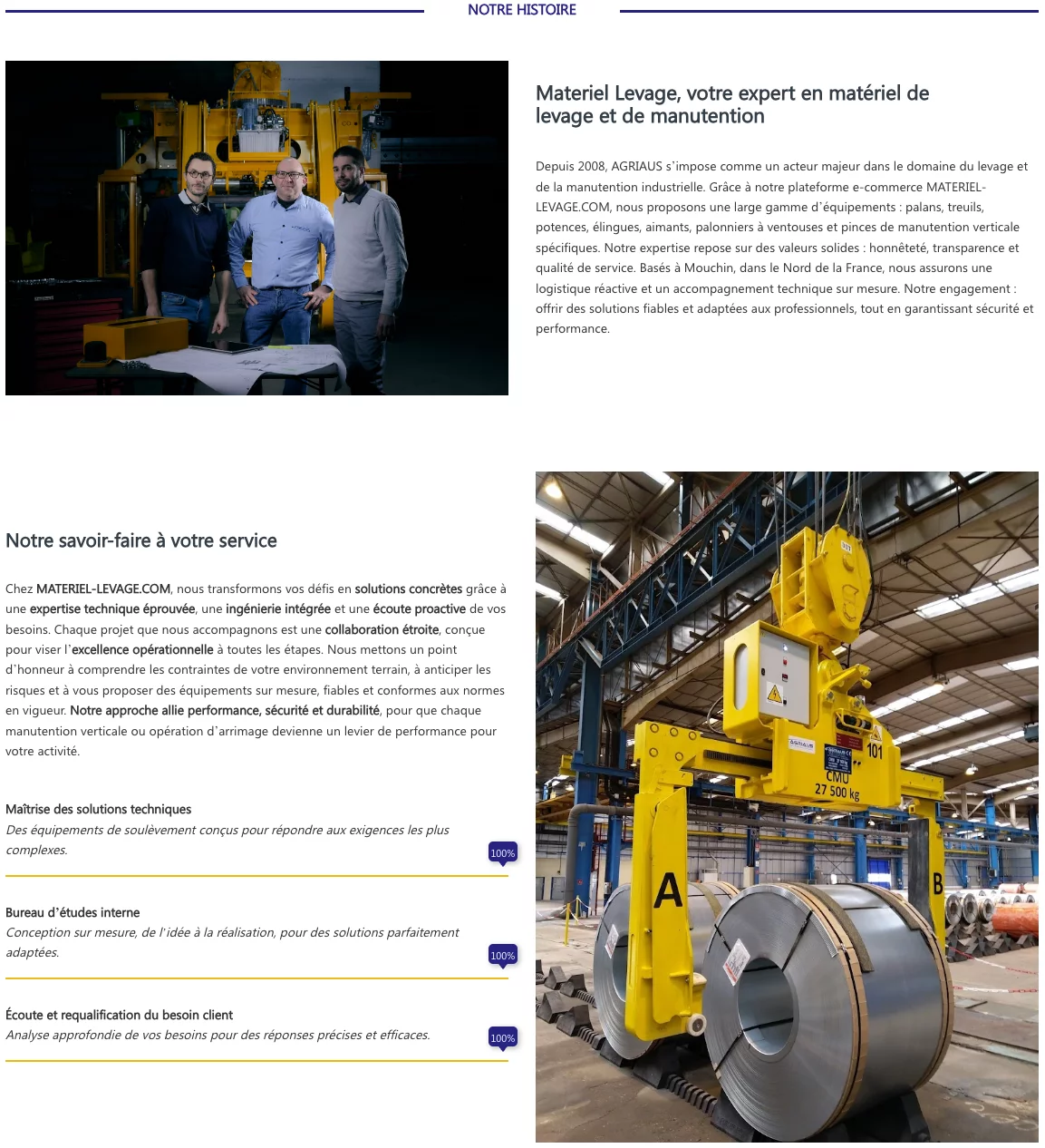 Capture d'écran de Matériel Levage - Page d'accueil